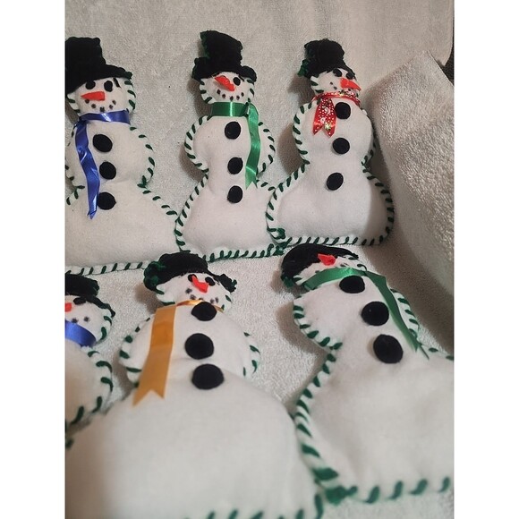 10 Homemade Felt Snowmen 8-9" Tall Christmas Winter Decor Ornaments - Picture 2 of 7